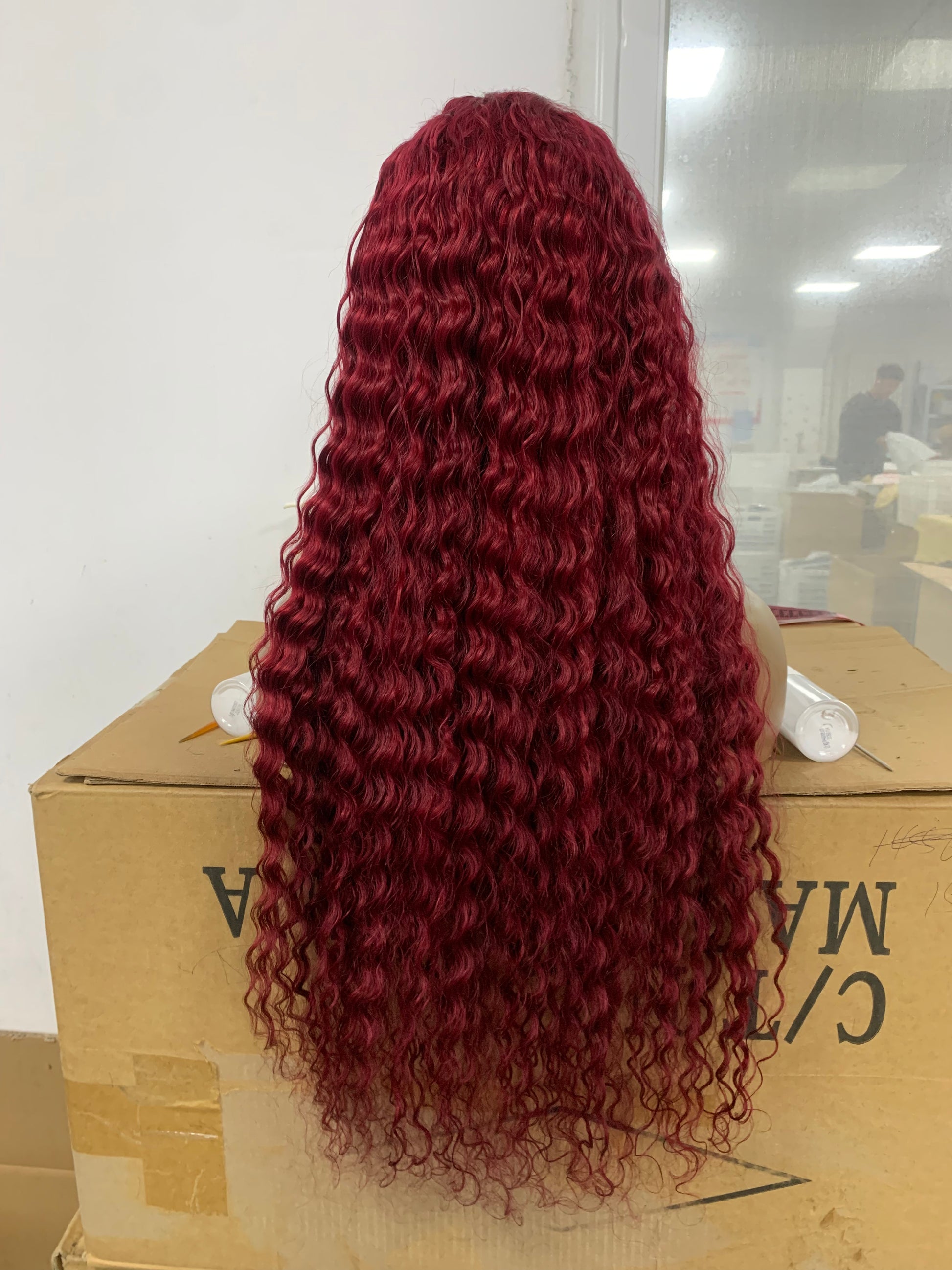 burgundy 5×5 closure wig water wave