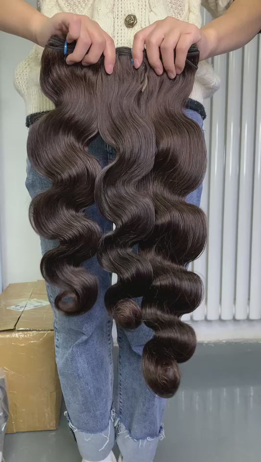 dark brown hair bundles body wave