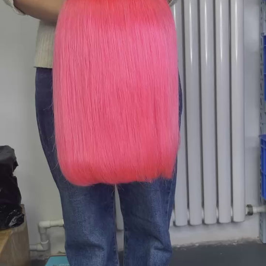 pink bob wig human hair