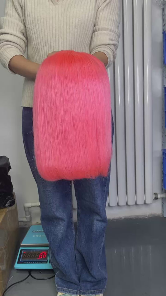 pink bob wig human hair