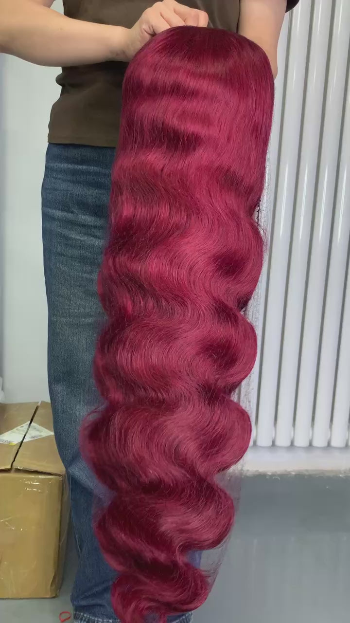 burgundy lace frontal wig body wave