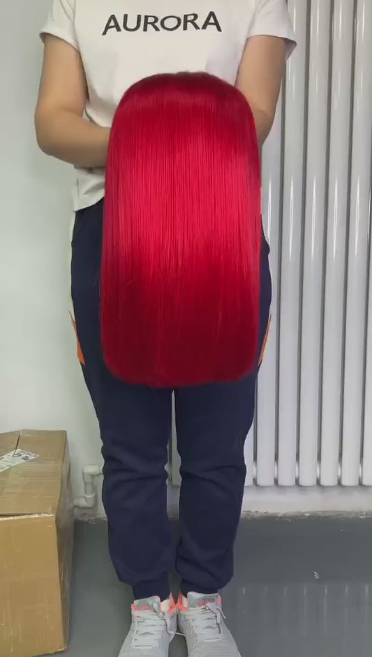 Red bob wig human hair