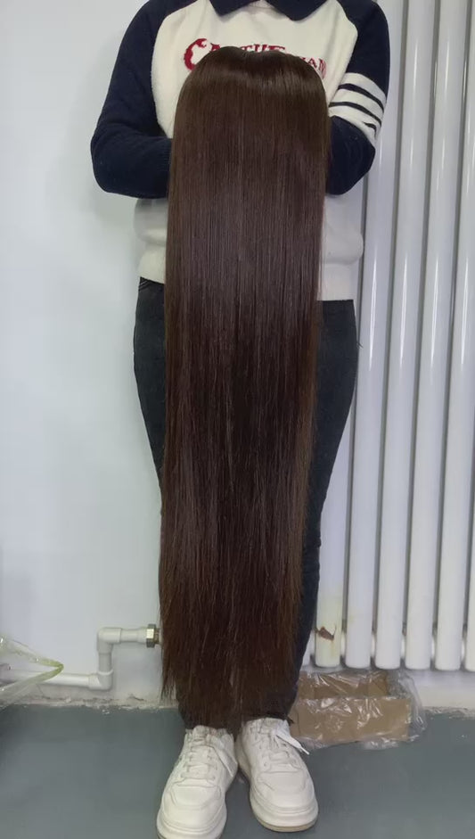 chocolate brown lace frontal wig straight