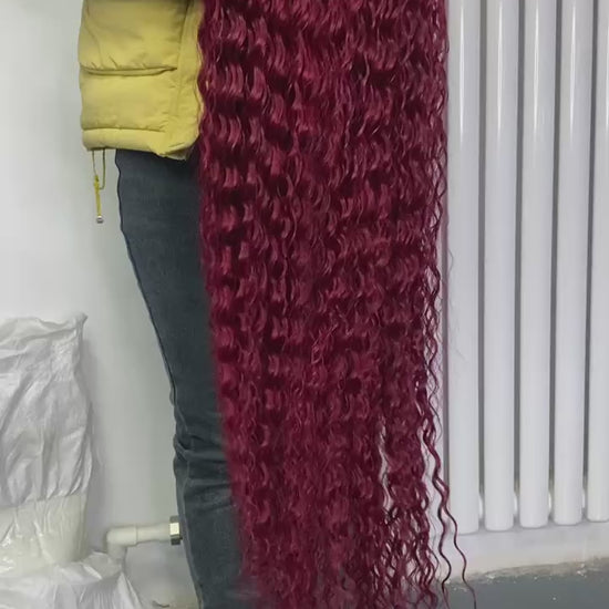 burgundy 5×5 closure wig water wave