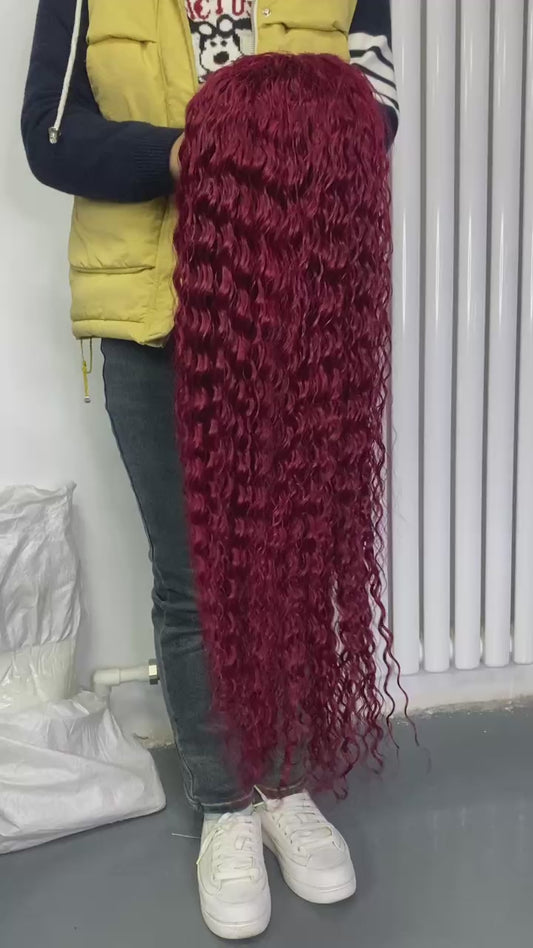 burgundy 5×5 closure wig water wave