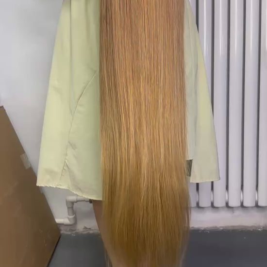 honey blonde frontal wig straight