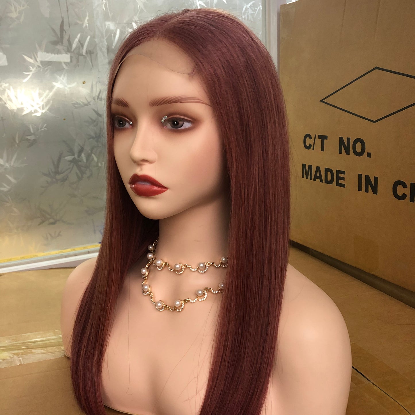 Chestnut 4"×4" Closure Lace Wig Human Hair Straight