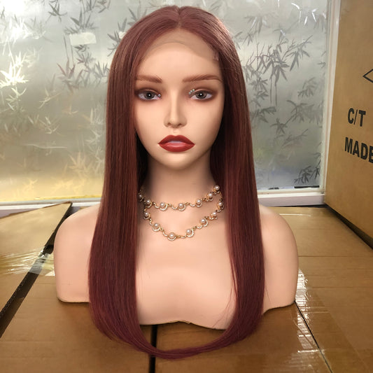 Chestnut 4"×4" Closure Lace Wig Human Hair Straight