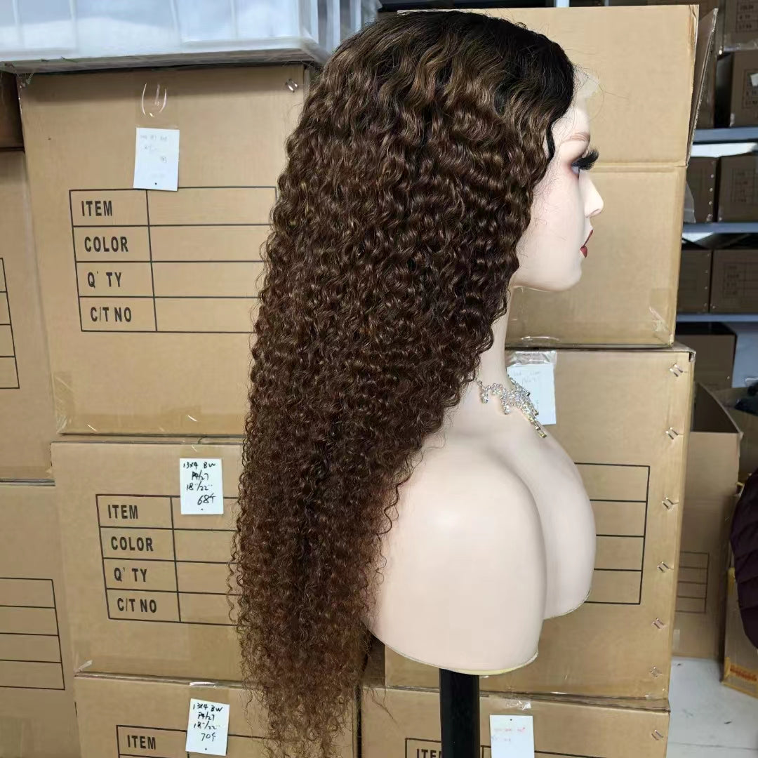 T1B/30 5"×5" Closure Lace Wig Human Hair Curly