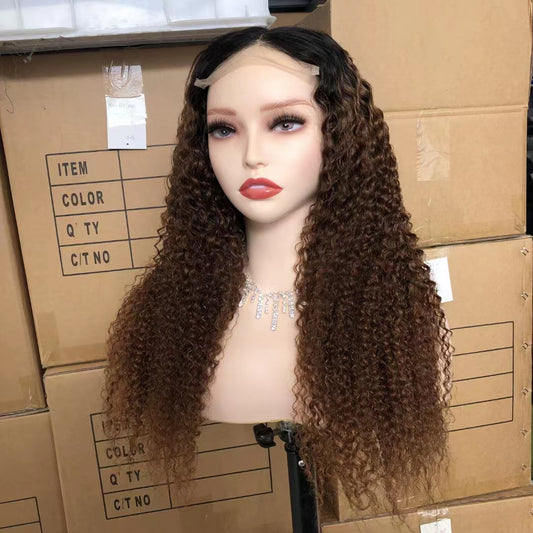 T1B/30 5"×5" Closure Lace Wig Human Hair Curly