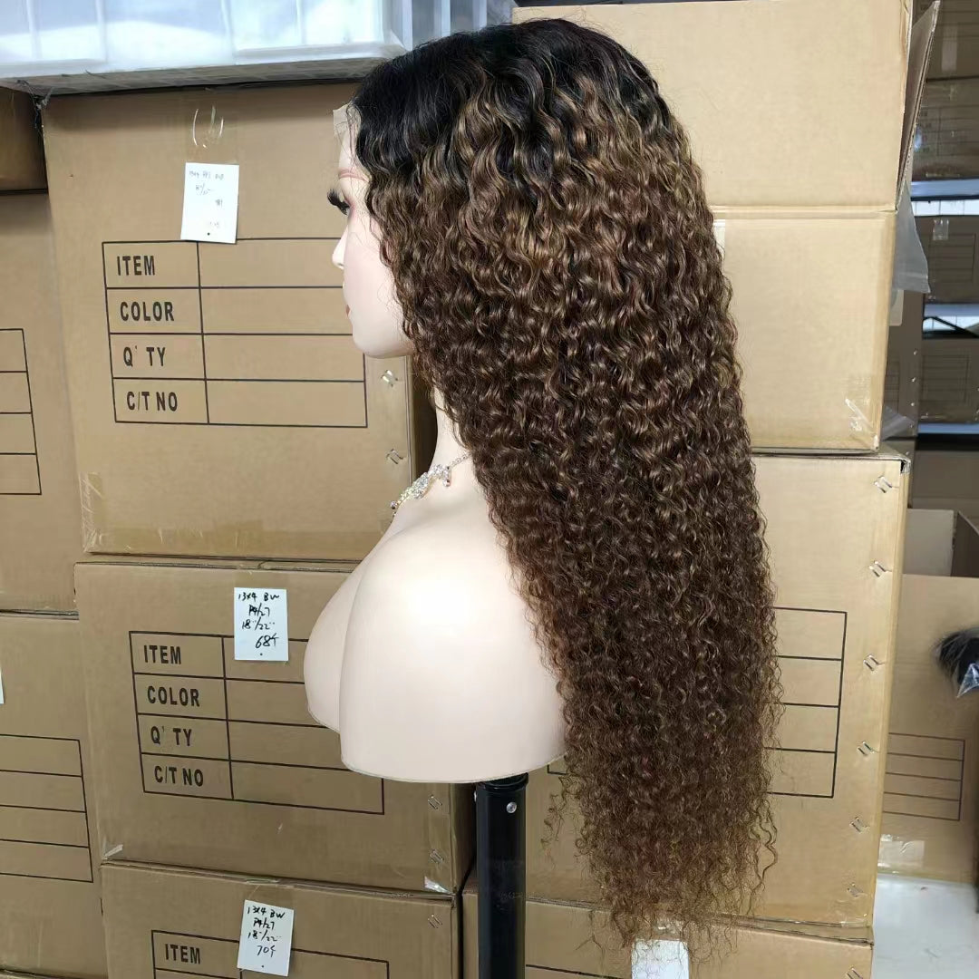 T1B/30 5"×5" Closure Lace Wig Human Hair Curly