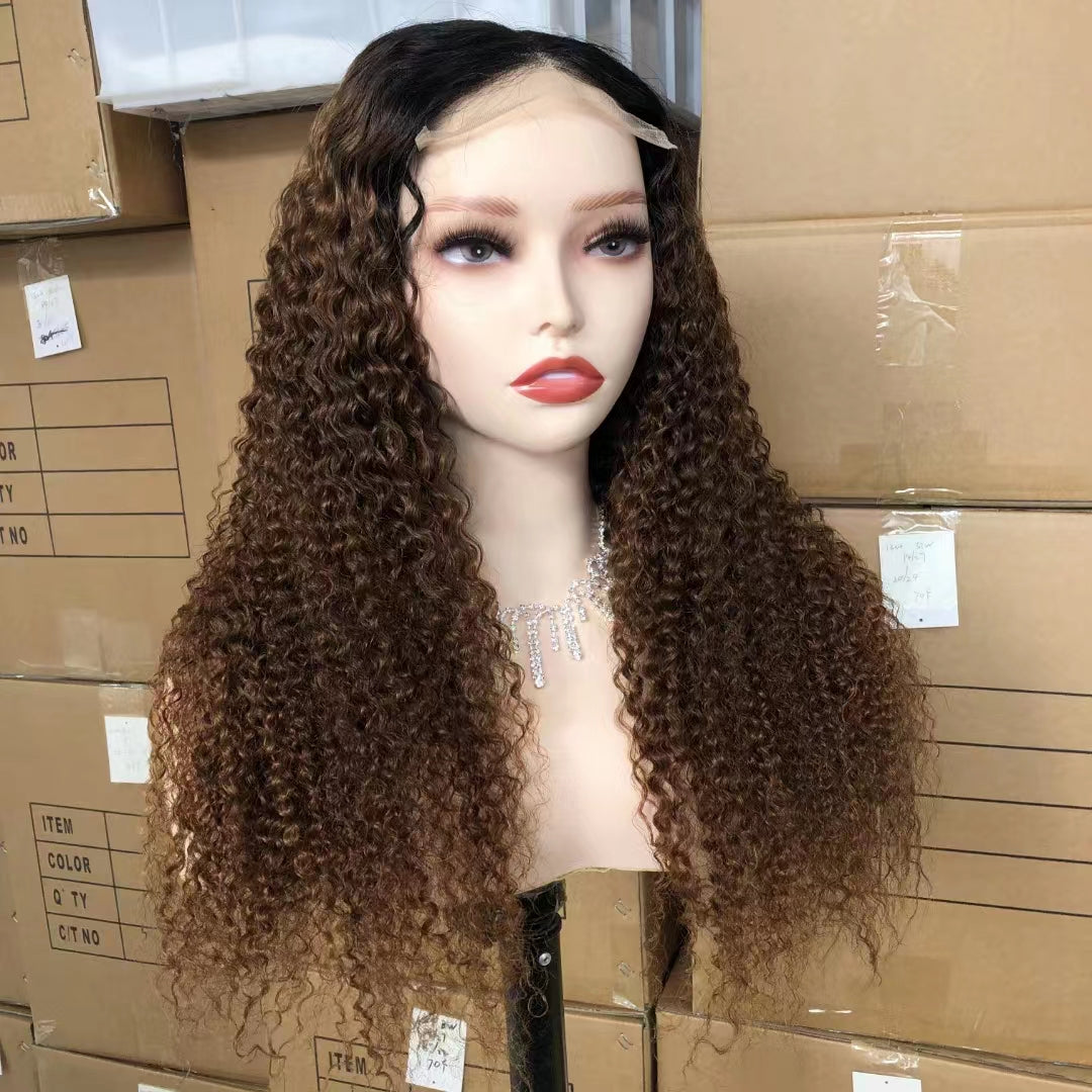 T1B/30 5"×5" Closure Lace Wig Human Hair Curly