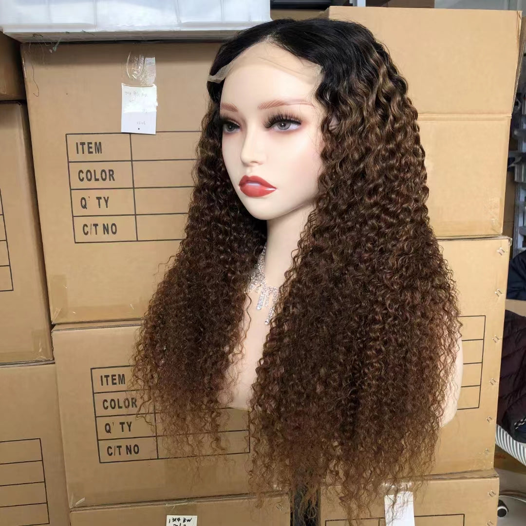 T1B/30 5"×5" Closure Lace Wig Human Hair Curly