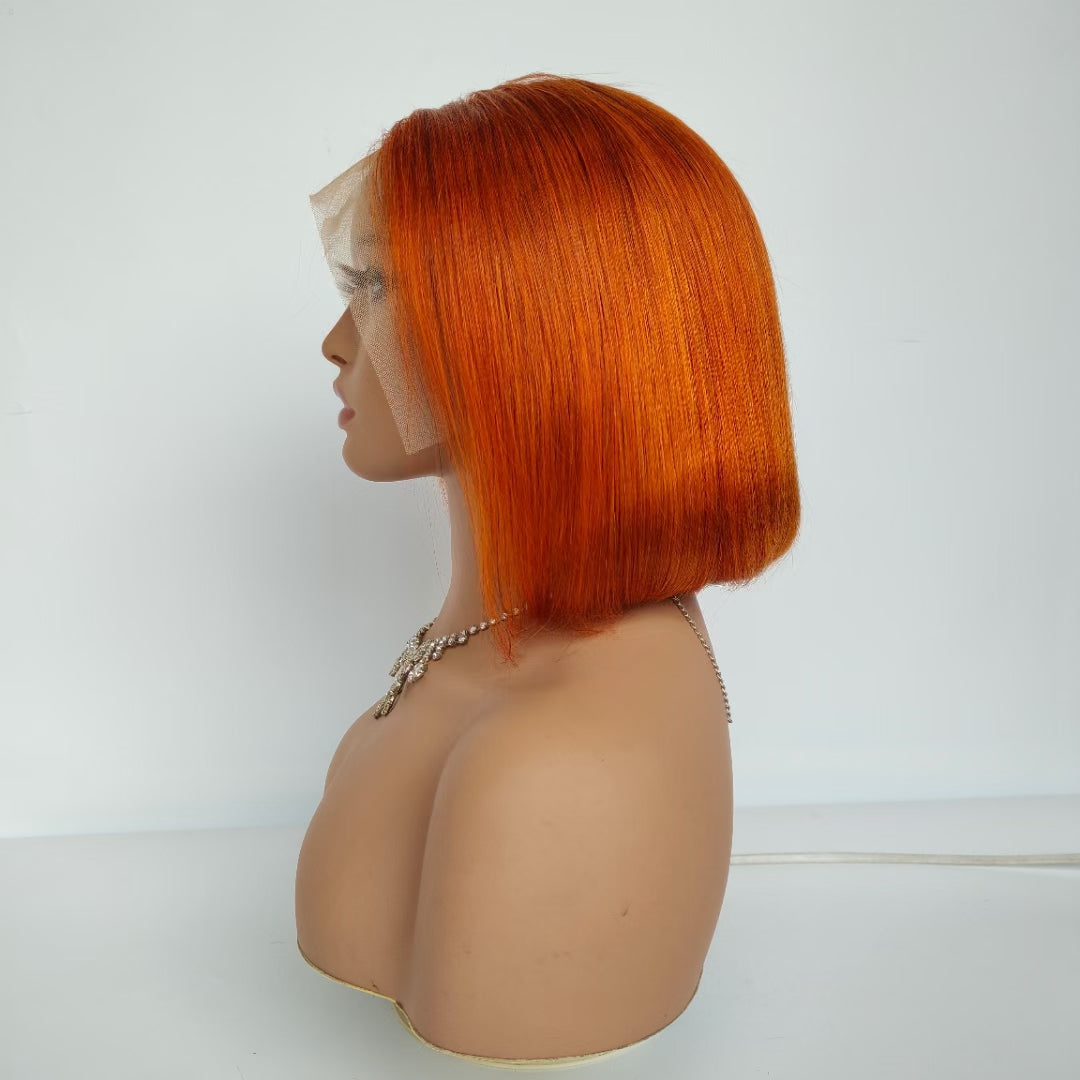 Orange 13"×4" Frontal Lace Bob Human Hair