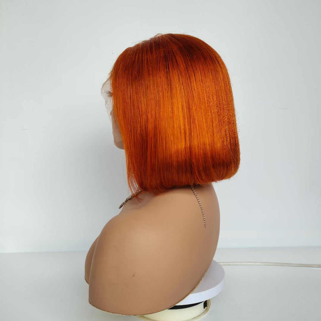 Orange 13"×4" Frontal Lace Bob Human Hair