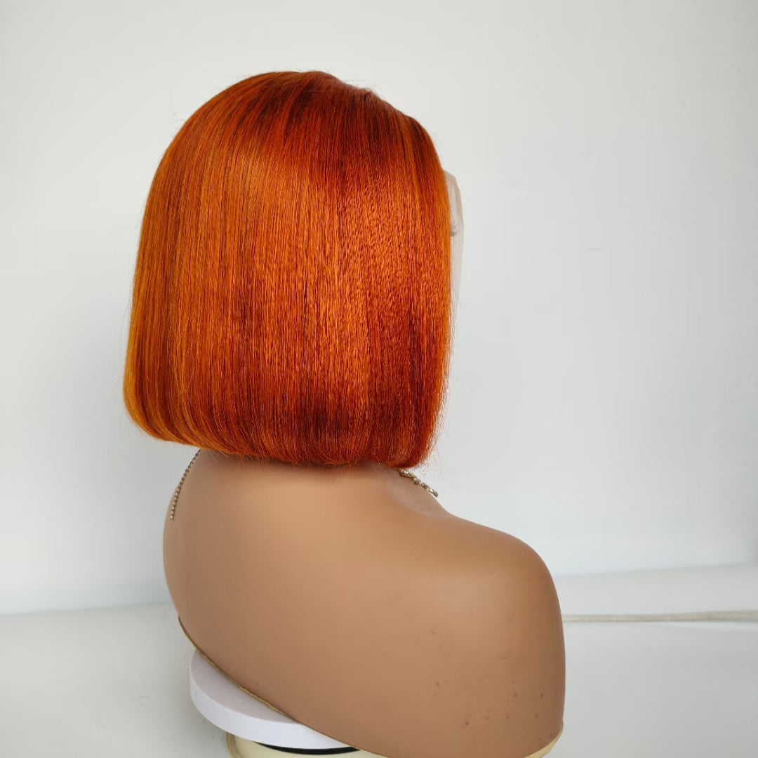 Orange 13"×4" Frontal Lace Bob Human Hair