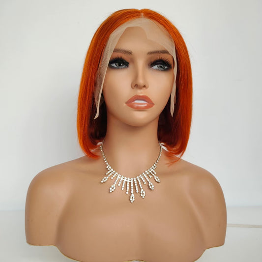 Orange 13"×4" Frontal Lace Bob Human Hair