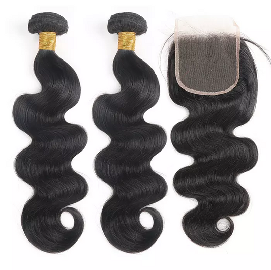 human hair bundles with closure set 1