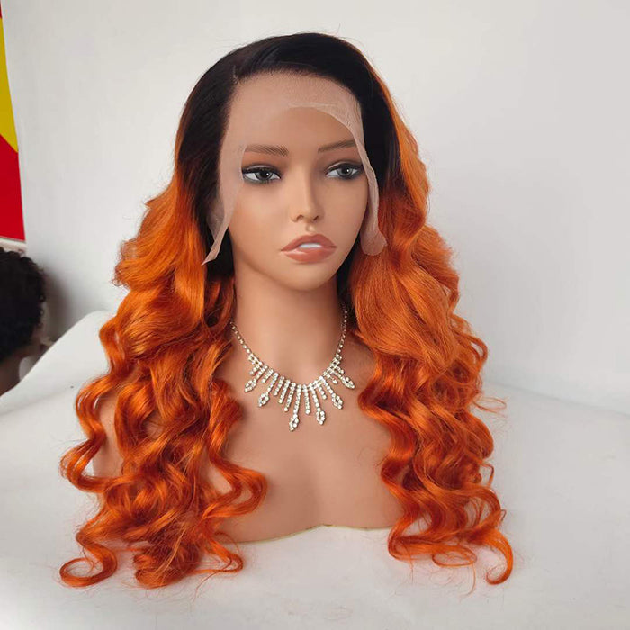 Ombre Color 220% Density Loose Wave 13"×4" Frontal Lace Wig Human Hair