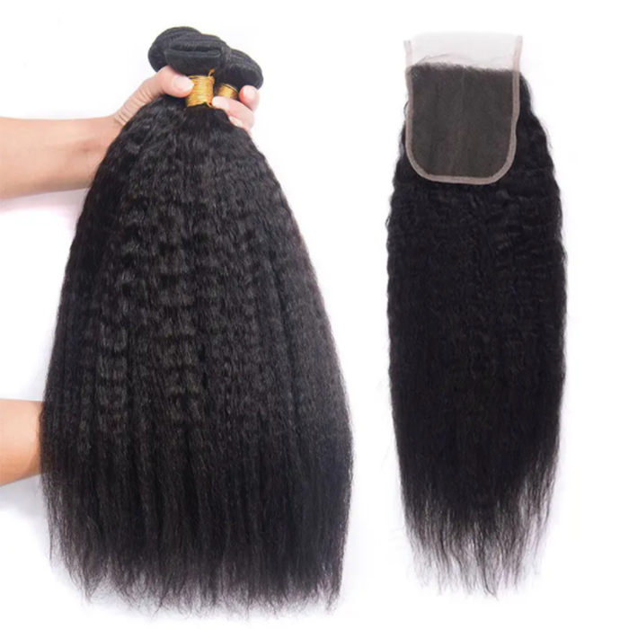 kinky straight weave with closure 1